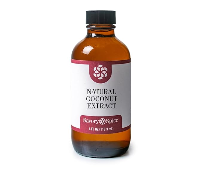 Savory Spice Natural Coconut Extract - Coconut Flavor for Baking, Cooking & Drink Recipes | Real Coconut Type Flavoring for Coffee, Ice Cream & Candy (4 Fl Oz)
