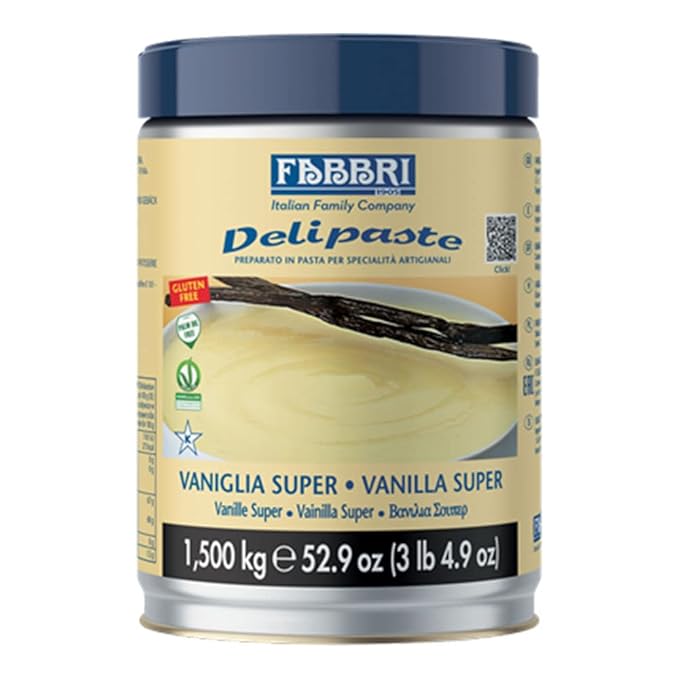 Fabbri Delipaste Vanilla Super, Flavoring Compound for Gelato, Ice Cream, Soft Serve, Pastry and Confectionary - 1 Tin of 3.3 lb