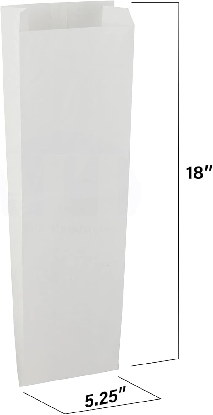 MT Products White Paper Bread Bags for Homemade Bread - 5.25" x 3.25" x 18" (Pack of 50) - Made in USA