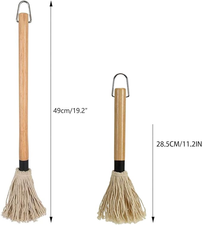 Two Size Bbq Mop Brushes For Sauce Wooden Long Handle Mops & Brushes For Barbecue,Grilling,Basting,Roasting,Cooking,Smoking Steak(18" And 11")