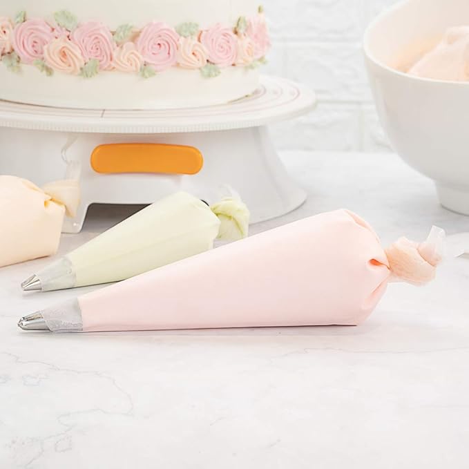 Restaurantware Pastry Tek 14 x 7.3 Inch Piping Bags 2 Reusable Icing Bags - Durable White Silicone Pastry Bags Anti Burst Decorate Cakes Cupcakes Macarons Or Cookies