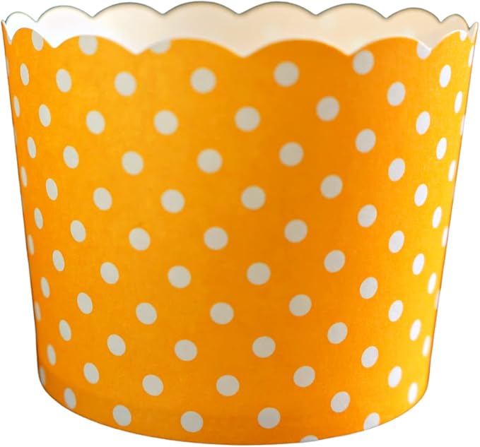 Paper Baking Cups (Polka Dots), Greaseproof Disposable Cupcake Liners (Orange, Large Cups (50-Pack))