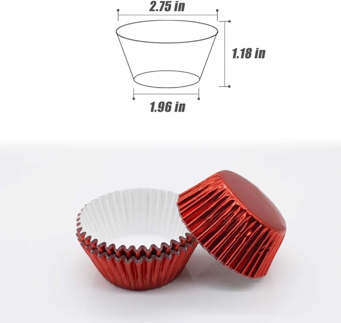 Cupcake Liners Red,GOLF Standard Size Red Foil Cupcake Liners Wrappers Metallic Baking Cups,Muffin Paper Cases, 100 Pack