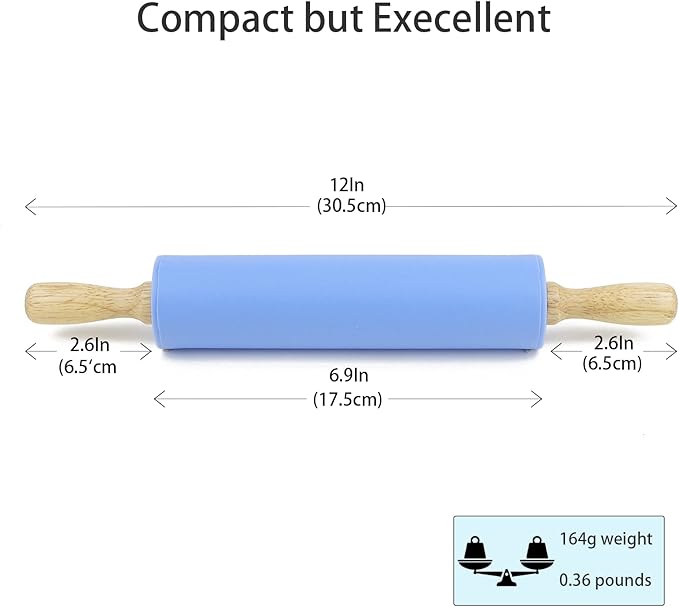Silicone Rolling Pin for Baking Non-stick Rolling Pin Dough Roller Wooden Handle Kitchen Accessories Pastry Roller