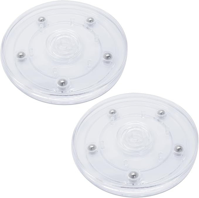 2PCS 4Inch Acrylic Lazy Susan Turntable Platter, Clear Turntable Organizer Round Rotating Plate Revolving Display Base for Spice Rack Table Cake Cookie Decorating