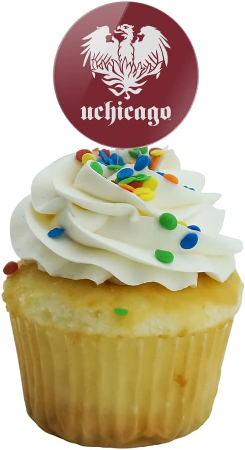University of Chicago Primary Logo Cupcake Picks Toppers Decoration Set of 6