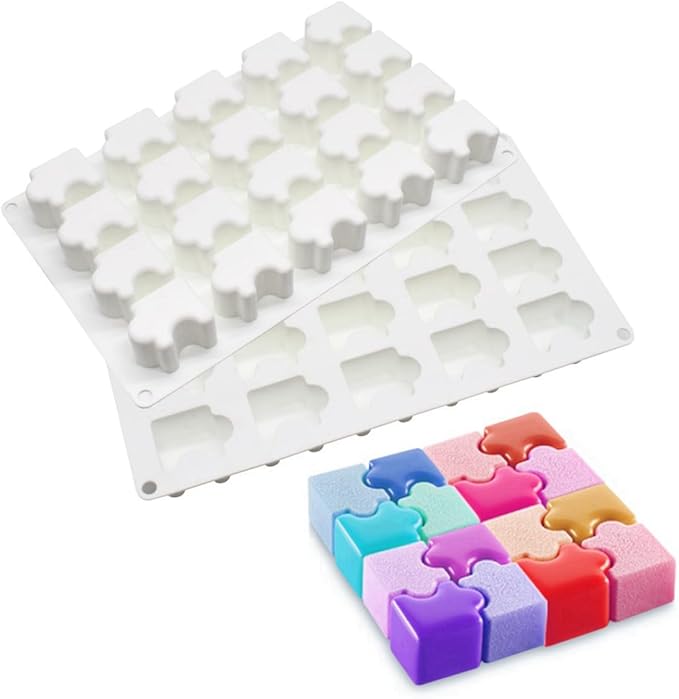 mostsom 3D Puzzle Shape Silicone Mold for DIY Baking Pudding Mousse Chocolate Eco-Friendly Cake Mold Kitchen Accessories Tools (E_ Puzzle)