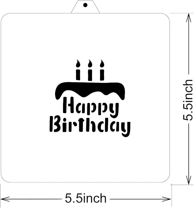 Cookie Cutter and Stencil Set Bundle Kit PYO Cookies Paint Your Own Diy Bakery Fondant Sugar Happy Birthday Wedding Baby Candle Kids Painting Coloring Pages Comb (Birthday Cake)
