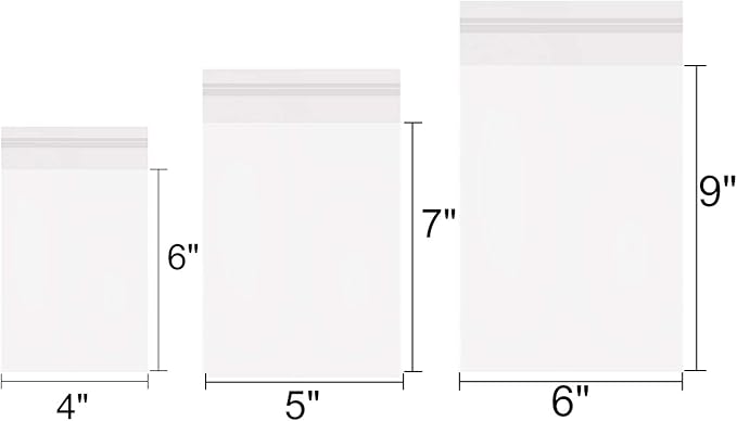 800 PCS Clear Re-sealable Cello/Cellophane Bags 3 Sizes with 4×6, 5×7, 6×9 Inch Good for Bakery, Snacks, Candle, Soap, Cookie, Jewelry, Cards