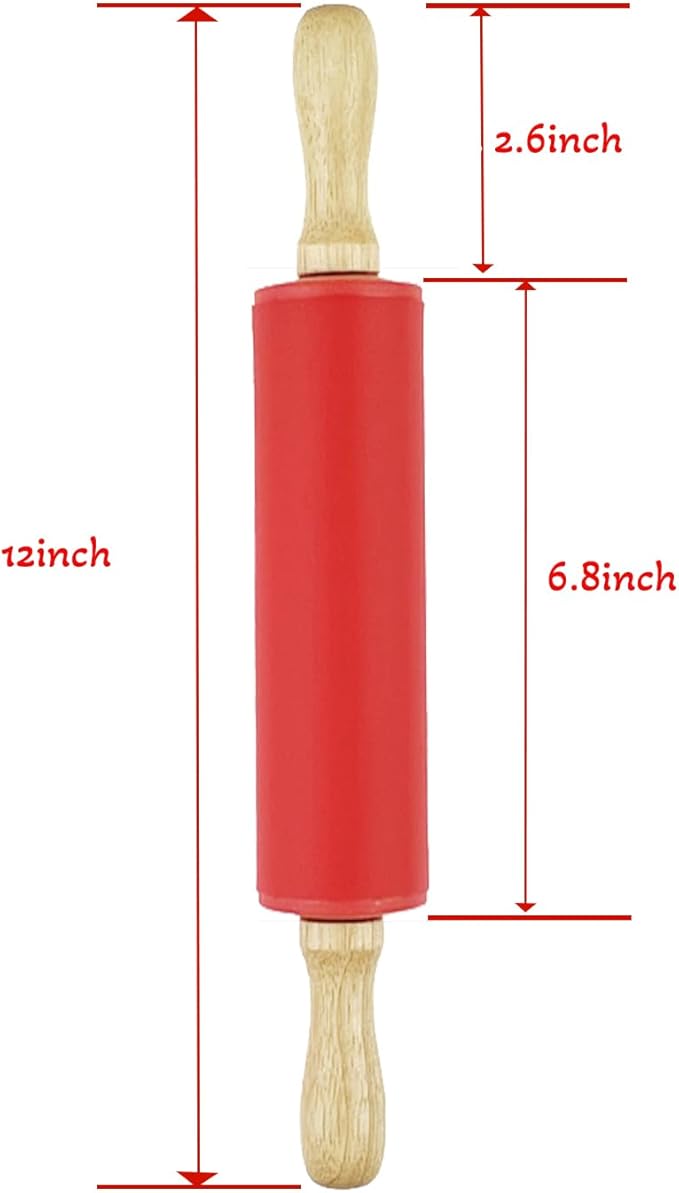 6 Pack Mini Small Rolling Pin for Kids, Kids Rolling Pin Wooden Handle (12 Inch)