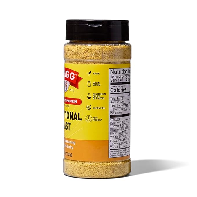 Bragg Nutritional Yeast Seasoning - 4.5 oz - Dairy-Free Parmesan Cheese Substitute - Perfect for Salads, Pastas, Vegetables, and More