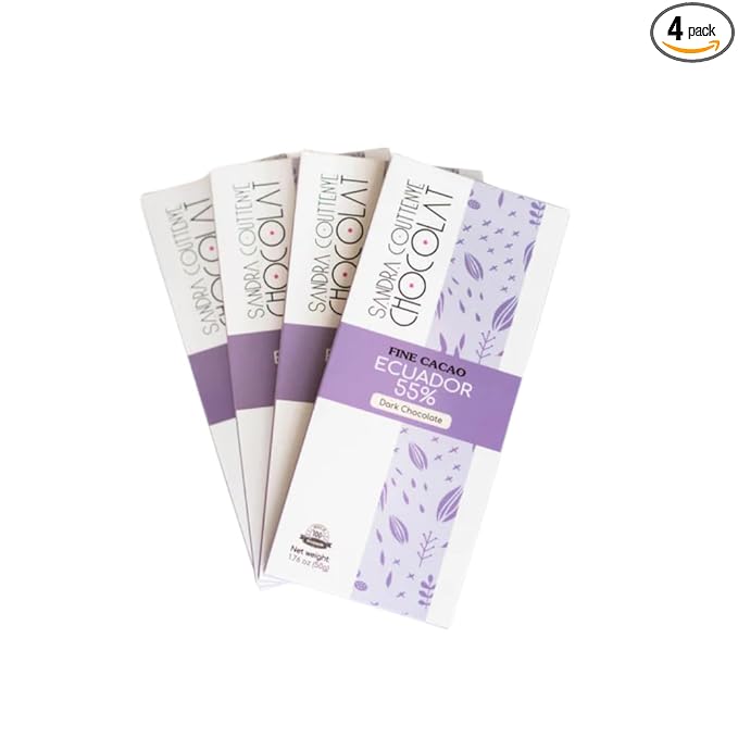 Fine Cacao Chocolate, 1.76 oz (Pack of 4) (Pack 4, Dark Chocolate 55%)