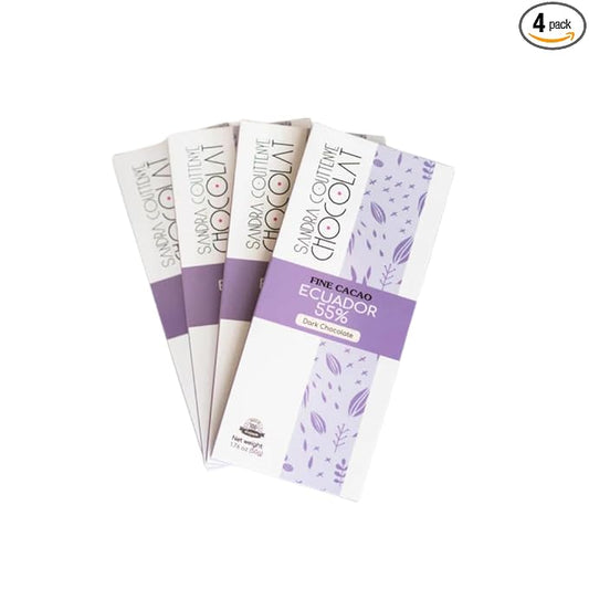 Fine Cacao Chocolate, 1.76 oz (Pack of 4) (Pack 4, Dark Chocolate 55%)