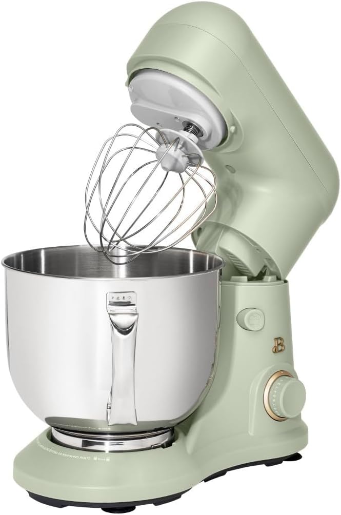 Beautiful 5.3QT 300W Stand Mixer with 12 Speeds, Tilt-Head, Splash Guard & Dishwasher-Safe Accessories, Soft Matte Finish – Mixes Up to 9 Dozen Cookies, Includes Dough Hook & Whisk (Sage Green)