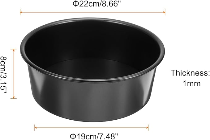 HARFINGTON 2Pcs Round Cake Pan with Removable Loose Bottom 8" Small Cheesecake Pan Nonstick Coating Aluminum Baking Pan for Wedding Birthdays Party Event, Black