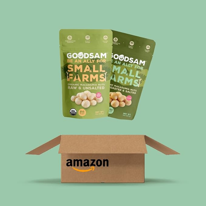 goodSAM Organic Raw Macadamia Nuts – Unsalted, Whole Nuts – Buttery Creamy Flavor – Sustainably Grown on Regenerative Family Farms – High Fat Low Carb Keto Friendly Snacks - 0.5lb Pouch