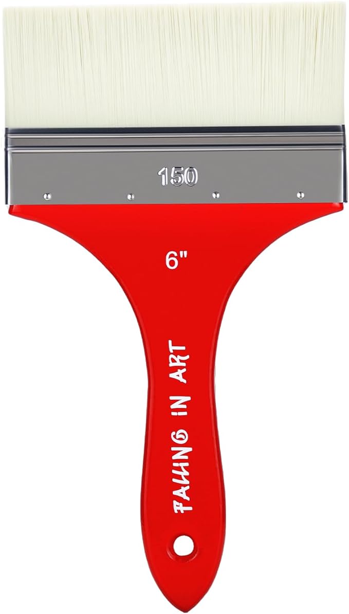 Falling in Art Flat Paddle Paint Brush, Large Scale Brush for Oil and Acrylic Paints, 6 Inch