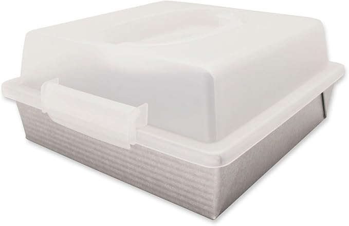USA Pan 1130BWLD-ST Bakeware Nonstick Square Cake Pan with Lid, 9-Inch