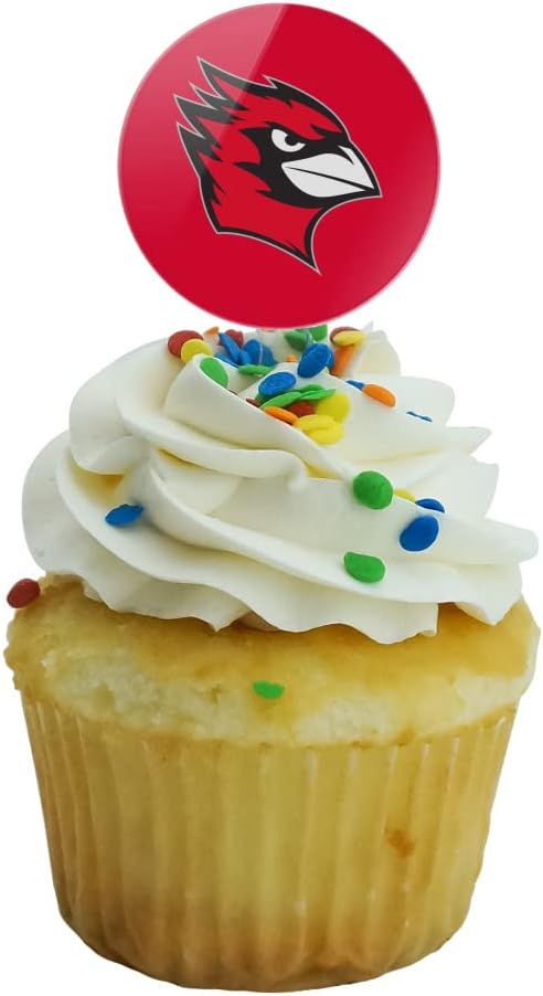 Wesleyan University Primary Logo Cupcake Picks Toppers Decoration Set of 6