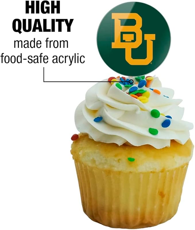 Baylor University Primary Logo Cupcake Picks Toppers Decoration Set of 6