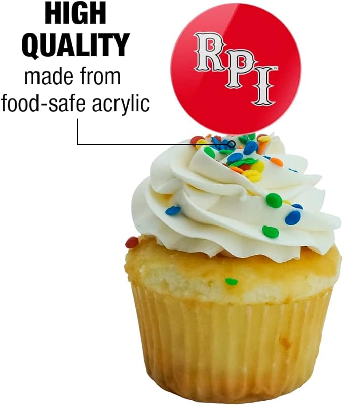 Rensselaer Polytechnic Institute Primary Logo Cupcake Picks Toppers Decoration Set of 6