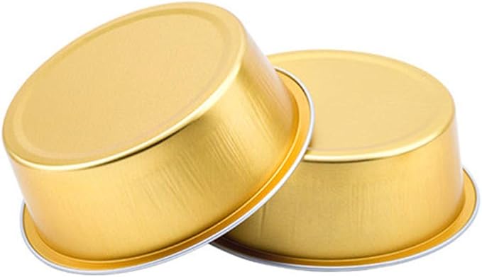 KEISEN 3 4/5" Disposable Aluminum Foil Cups 150ml 5oz 100/PK for Muffin Cupcake Baking Bake Utility Ramekin Cup 100/PK (gold)
