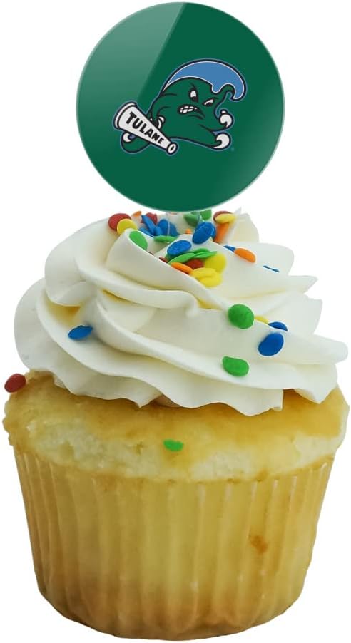 Tulane University Primary Logo Cupcake Picks Toppers Decoration Set of 6
