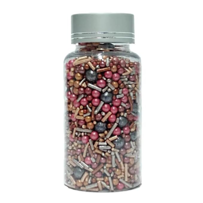Confect Fusion Sprinkle Mix – Pink & Silver Sprinkles with Metallic Sugar Pearls – Edible Cake Decorations for Cupcakes, Cookies & Desserts – Baking Toppings | Vegan, Gluten-Free, Soy-Free, Dairy-Free, Palm Oil-Free – 4.2 Oz