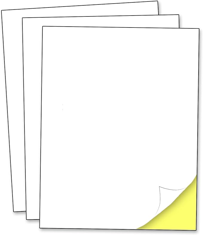 40 Sheets - Sticker Paper for Printer, Printable White Labels for Inkjet and Laser Printing - 8.5" x 11"
