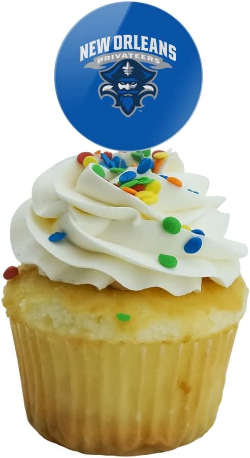 The University of New Orleans Primary Logo Cupcake Picks Toppers Decoration Set of 6