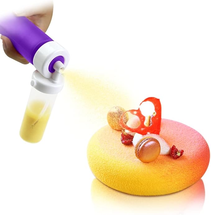O’crème Cake Airbrush – Manual – Plastic Sprayer and 4 Cylinders – Suitable for Edible Paint and Glitter on Chocolates, Cakes, Cupcakes and More