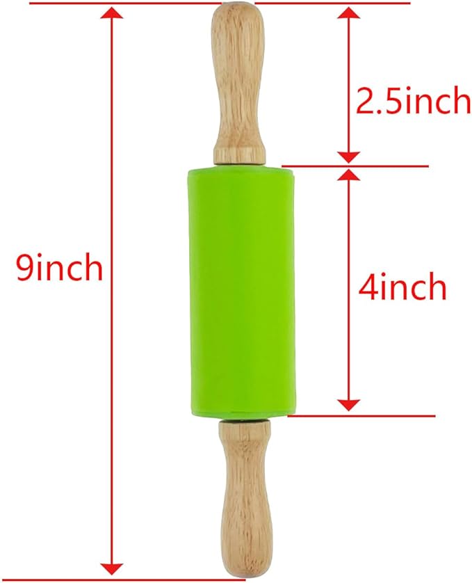2 Pack Mini Small Rolling Pin 9 Inch Kids Rolling Pin Wooden Handle for Home Kitchen