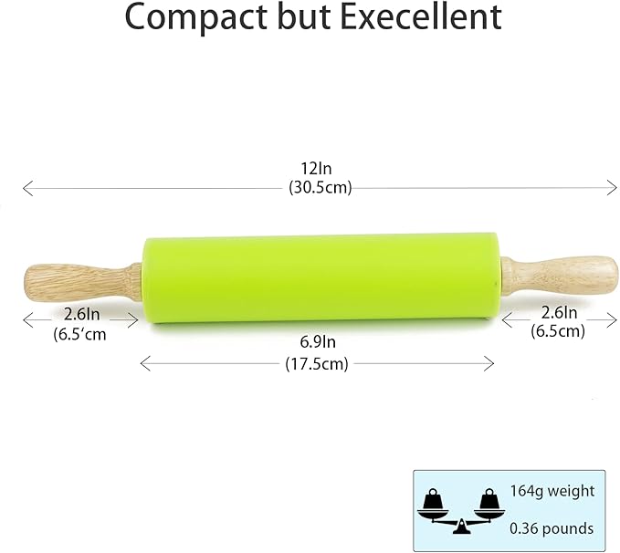 Silicone Rolling Pin for Baking Non-stick Rolling Pin Dough Roller Wooden Handle Kitchen Accessories Pastry Roller
