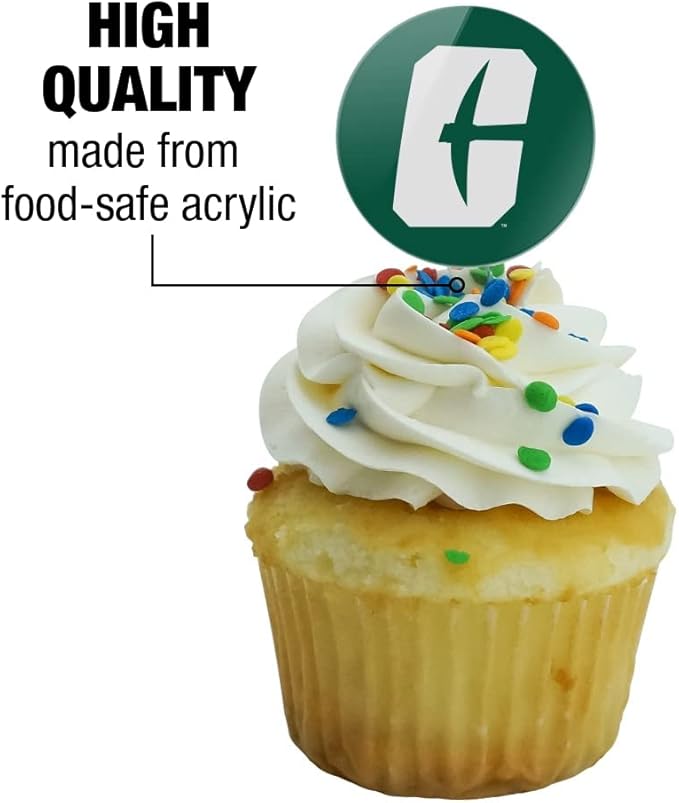 UNC Charlotte Primary Logo Cupcake Picks Toppers Decoration Set of 6