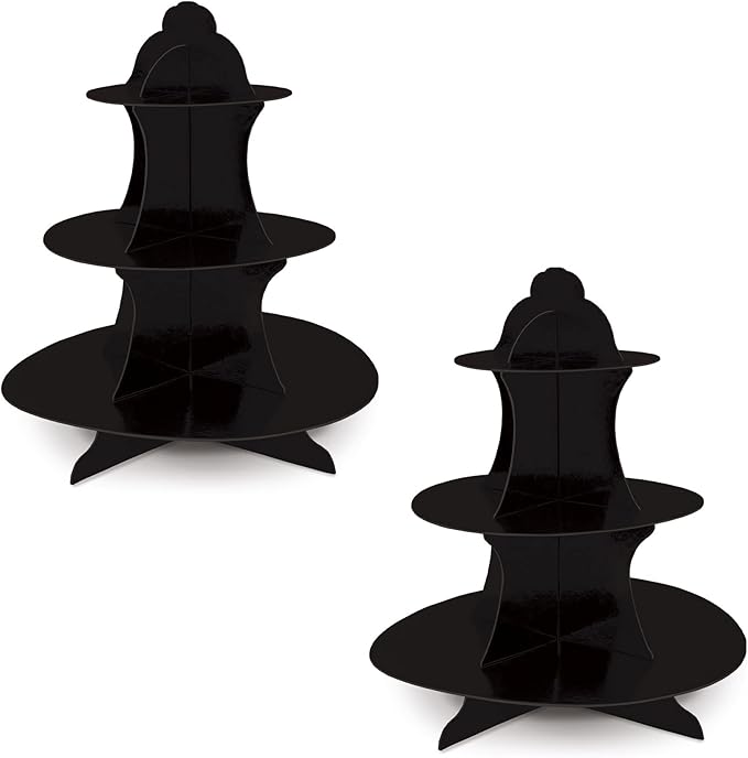 Beistle 2 Piece Durable Boardstock 3-Tier Cupcake Stands for Birthday Parties, Wedding Reception Centerpieces, Halloween Dessert Holders