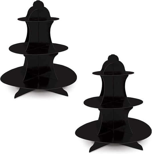 Beistle 2 Piece Durable Boardstock 3-Tier Cupcake Stands for Birthday Parties, Wedding Reception Centerpieces, Halloween Dessert Holders