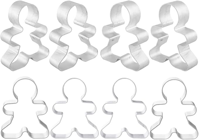 8 Counts Gingerbread Metal Cookie Cutter Small Christmas Gingerbread Man Shaped Decorative Cookie Cutters Set