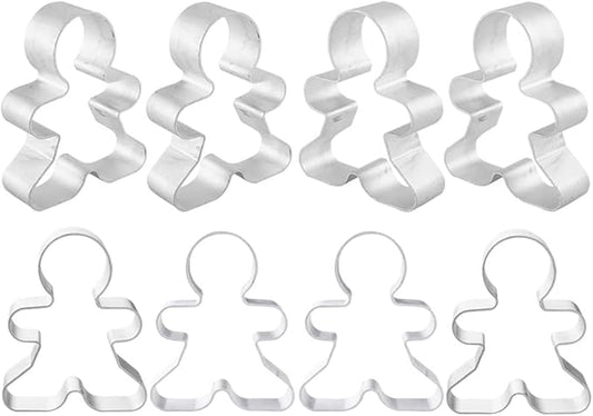8 Counts Gingerbread Metal Cookie Cutter Small Christmas Gingerbread Man Shaped Decorative Cookie Cutters Set