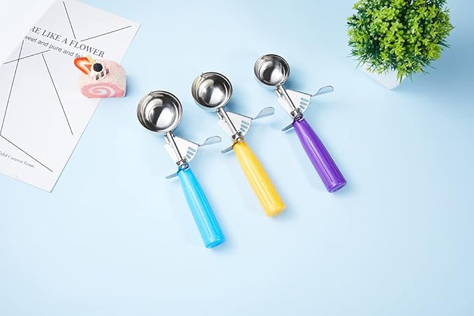 Ice Cream Scoop Set, 3 PCS Cookie Scoops, Disher, Muffin Scoops, Cupcake Scoop - #16 (2.7 oz), #20 (2 oz), #30 (1.25 oz), For Cookie, Ice Cream, Muffin, Side Dish, Mashed Potatoes