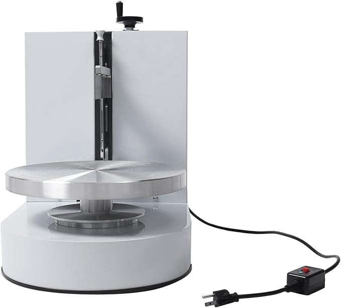 Cake Cream Spreading Machine, Electric Cake Decorating Machine for 4-12 Inch Cakes, Automatic Cake Cream Spreading Machine with Graduated Scrapers Turntable for Dessert Shops, 60-320RPM, 200W (White)