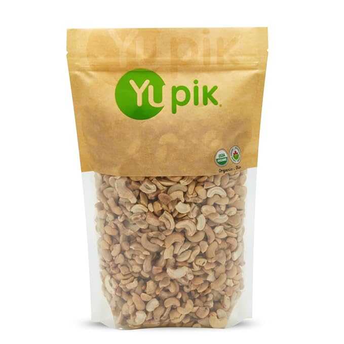 Yupik Organic Raw Cashew Pieces, 2.2 lb (35.2 oz), Gluten-Free, Kosher, Non-GMO, Vegan, Chopped Nuts, Unsalted, Unroasted, Oil-Free, Crunchy Cashews, Ideal for Baking & Cooking