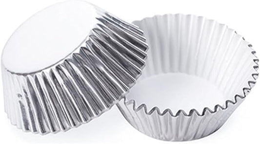 100pcs Cupcake Paper Baking Cups Wrapper Liners Cake, Foil Cupcake Liners for Baking Cupcakes (Silvery)