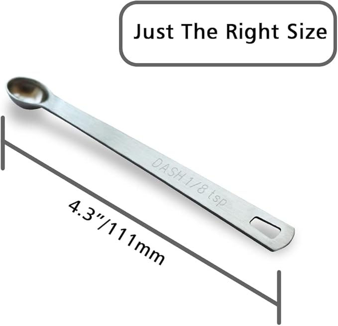 3PCS 1/8 Teaspoon(1/8tsp, 0.625 ml, Dash) Single Tiny Measuring Spoon, Small Individual Stainless Steel Measure Spoons Only