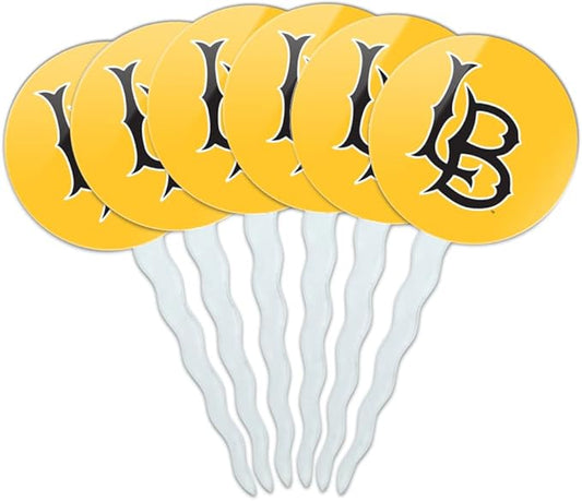 California State University Long Beach Primary Logo Cupcake Picks Toppers Decoration Set of 6