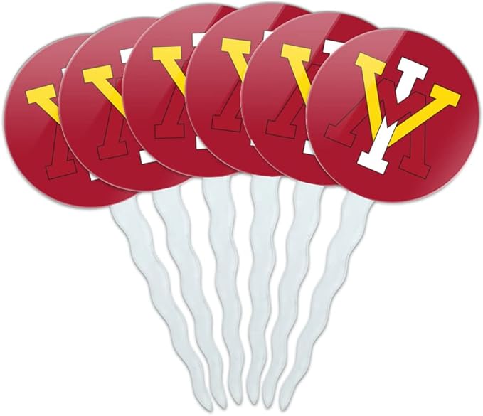 Virginia Military Institute Primary Logo Cupcake Picks Toppers Decoration Set of 6