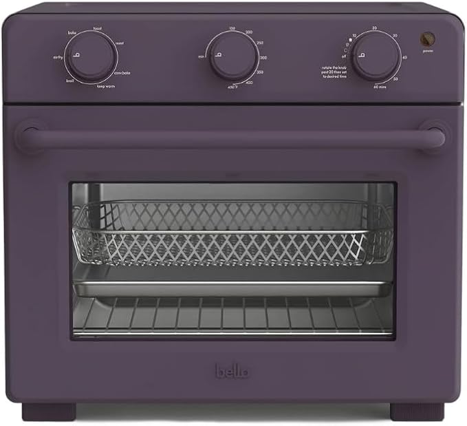 7-in-1 Air Fryer Toaster Oven with Convection, 1700W, Fits 6 Slices or 12-Inch Pizza, Tempered Glass Door, Timer, Easy Controls, Countertop Kitchen Appliance (Plum)