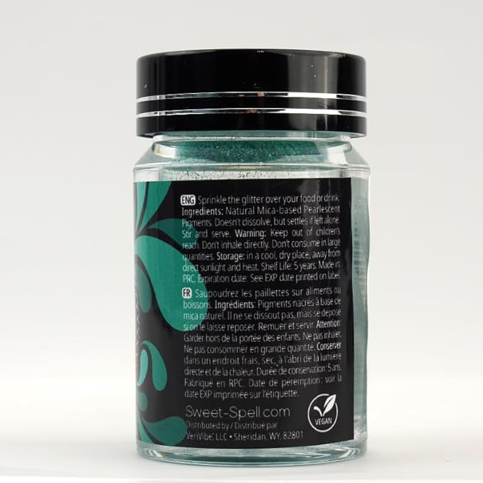 Sweet Spell Edible Glitter (15g) - Shimmer Sparkles for Drinks, Cakes, Cocktails - 100% Edible & Food Grade Glitter, Vegan, Gluten-Free (Mermaid Green)
