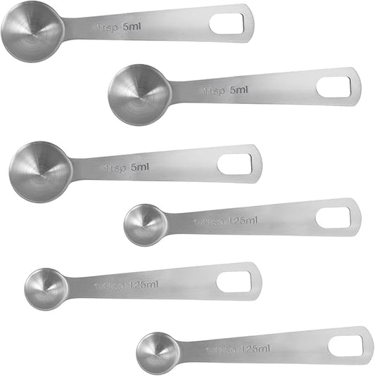 6 Pcs of Teaspoon Measuring Spoons, Stainless Steel Table Spoons 1 Tsp Scoop 1/4 Tablespoon, Comfortable Grip Handle, Precise Scale, Suitable for Kitchen Baking and Cooking, Etc.