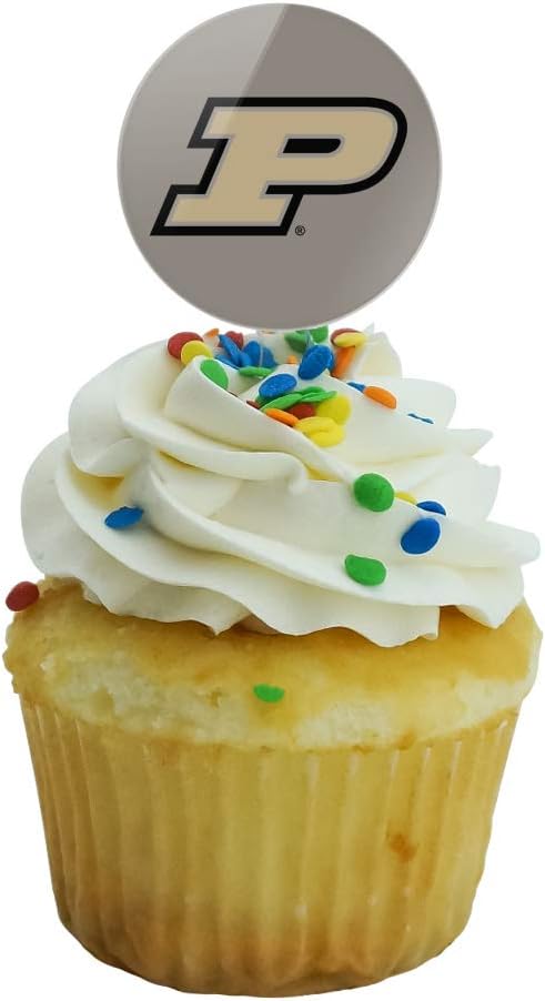 Purdue Boilermakers Logo Secondary Cupcake Picks Toppers Decoration Set of 6