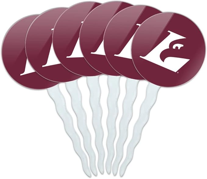 University of Wisconsin - La Crosse University Primary Logo Cupcake Picks Toppers Decoration Set of 6